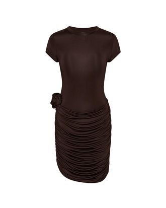 Rotate Draped Mini Dress in Chicory Coffee