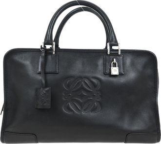 Loewe Amazona Nm Bag Leather Black Leather Handbag (Pre-Owned)