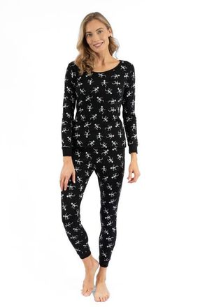 Leveret Womens Cotton Matching Family Halloween Pajamas in Skeleton Black at Nordstrom, Size X-Large
