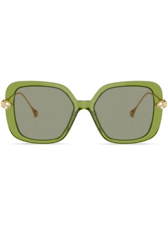 Swarovski Occhiali da sole oversize con cristalli - Verde