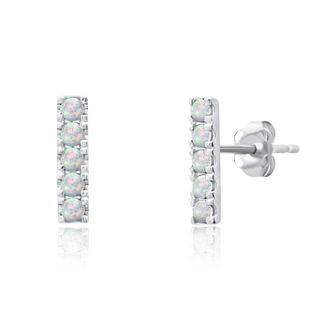 MAX + STONE 14k Yellow or White Gold Small Gemstone Bar Stud Earrings