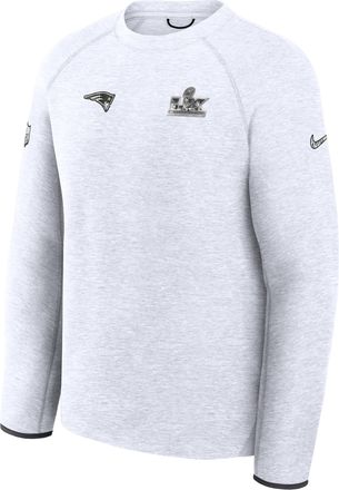 Nike New England Patriots Super Bowl LX Opening Night Tech Fleece Nike Mens NFL Pullover Crew in Grey | 03400EBP8KX-67Y