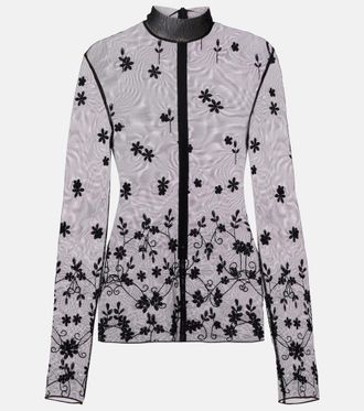 Toteme Embroidered tulle blouse