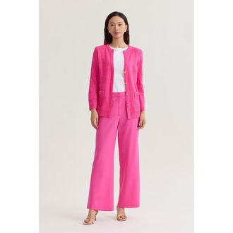 Ming Wang Heritage Tonal Textured Wave Knit Jacket in Carmine Rose at Nordstrom, Size X-Large P