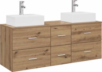 vidaXL Juego De Muebles De Ba&ntilde;o 3 Uds. Roble Artisan Vidaxl