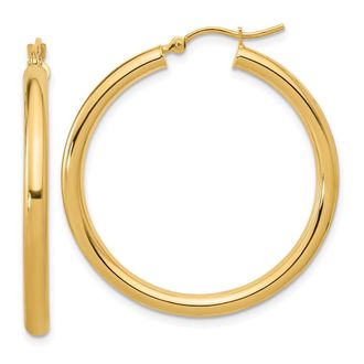 Diamond2Deal 10K Yellow Gold Round Hinged Hoop Earrings