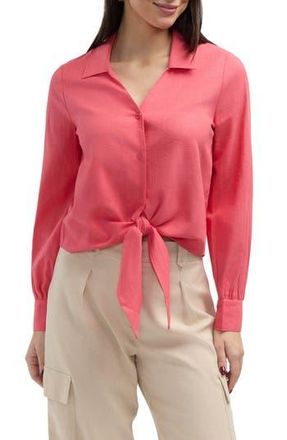 Ellen Tracy Tie Front Shirt in Coral at Nordstrom Rack, Size Small
