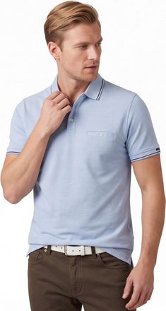 Baileys Poloshirt lichtblauw Baileys normale fit pique met borstzak