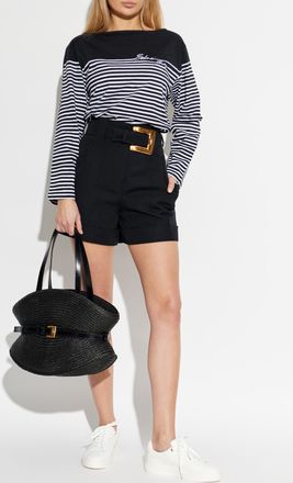 Balmain Striped Pattern Top, Womens, Black