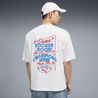Puma T-shirt da uomo con stampa grafica boxy Champions, Abbigliamento, Bianco, XXL