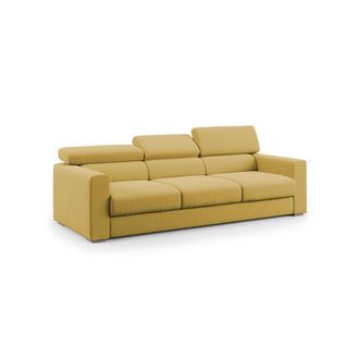 Divani.Store Divani.store - Dylan Sof&aacute; De 3 Plazas Con Pouf Extra&iacute;ble En Tejido Efecto Algod&oacute;n Impermeable 240 Cm Amarillo