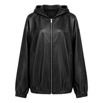 Arma Hooded Zip-Up Jacket - Dames - Leren en Su&egrave;de Jassen - Zwart - S - Leer - Jassen