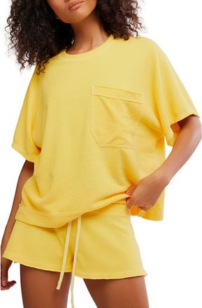 Free People Staycation Oversize Cotton Blend T-Shirt in Banana Citrus at Nordstrom, Size Medium
