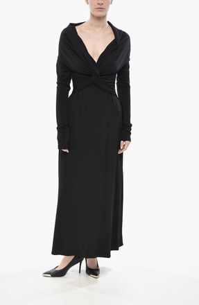 Khaite Viscose Flared Dress with Front Knot Khaite