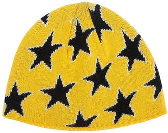TwoJeys Beanie All Over Stars - unisex - Hoeden - Geel - ONE Size - Katoen - Accessoires