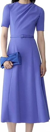 Carolina Herrera Draped Midi Dress With Belt In Bluebell