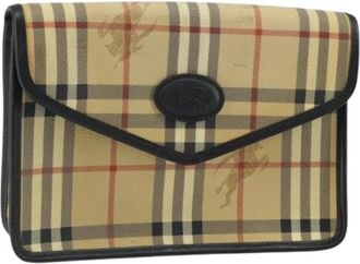 Burberry Pre-owned Clutches, female, Beige, Size: ONE SIZE Pre-owned Vintage PVC Leather Clutch