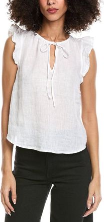 Bella Dahl Ruffle Sleeve Tie Neck Linen Top
