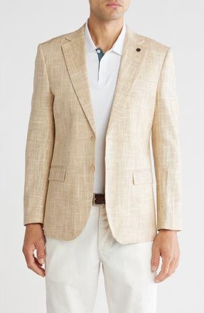 T.R. Premium Slim Fit Wax Linen Blazer in Natural at Nordstrom Rack, Size Xx-Large
