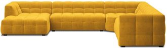 BLOOMINGLOFT Grosses Panorama Ecksofa Vesta mit Samtbezug Senfgelb