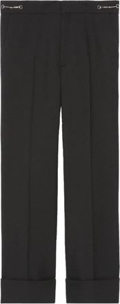 Gucci Wollen broek met rechte pijpen - Dames - Straight fit broeken - Zwart - XL - Wol - Broeken