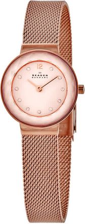 Skagen Leonora Quartz Crystal Rose Gold Dial Ladies Watch SKW2768