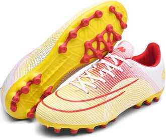 Generic Mens Low-top Breathable Soccer Cleats - Lightweight Lace-up Turf Football Shoes for Women - Anti-Slip Baseball Shoes (Yellow-Long Cleats,10.5)