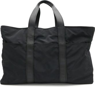 Herm&egrave;s Acapulco Black Toile Chevron Leather Boston Bag Handbag Tote Bag (Pre-Owned)