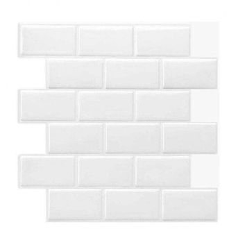 OEM Panel Antisalpicaduras Adhesivo Para Cocina - Azulejos Blancos Tipo Metro, Azulejos Adhesivos 3d Para Ba&ntilde;o, Juego De 6 (30,5 X 30,5 Cm), Impermeables 