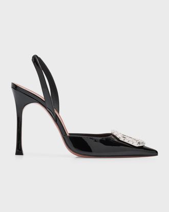 Amina Muaddi Camelia Ombre Patent Halter Pumps