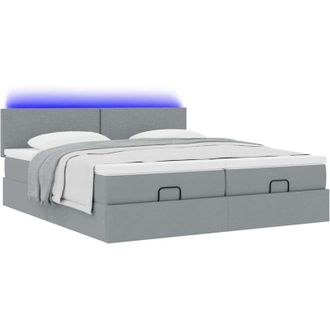 vidaXL Estructura De Cama Otomana Colchones Tela Gris Claro 200x200cm Vidaxl