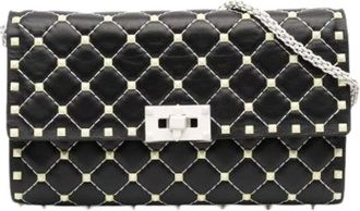 Valentino Pre-owned Clutches, female, Black, Size: ONE SIZE Pre-owned Leather Crossbody Bag