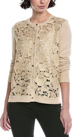 Oscar De La Renta Rose Inset Silk-Blend Cardigan