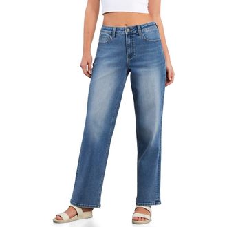 HINT OF BLU Cuffed Mid Rise Boyfriend Jeans in Ace Blue at Nordstrom, Size 26