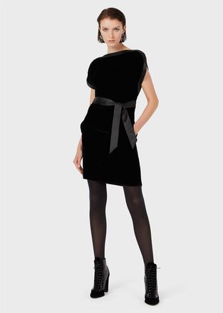 Emporio Armani Womens Emporio Armani Boat Neck Mini Bodycon Dress in Black - Size 6 UK