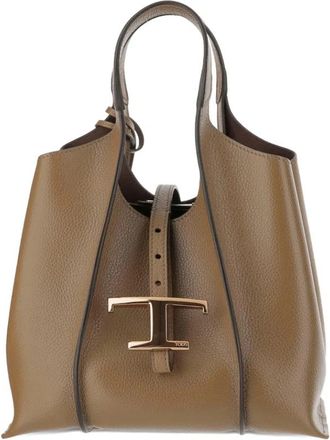 Tod's Bruine leren T-gesp handtas - Dames - Shoppers - Bruin - ONE Size - Leer - Tassen