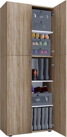 ebuy24 Gabinete De Zapato De Madera Vcm Dimensiones: An. 70 X Al. 184 X T. 40 Cm Gabinete Todo Uso 5 Compartimentos 4 Puertas Giratorias - Lona (sonoma Oak (