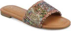 Journee Collection Maria Crystal Embellished Slide Sandal in Brown Multi at Nordstrom Rack, Size 6.5
