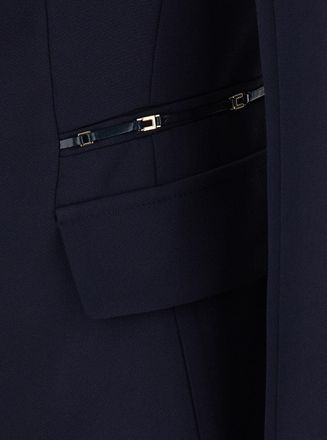 Elisabetta Franchi Notched Lapel Crepe Blazer - Navy