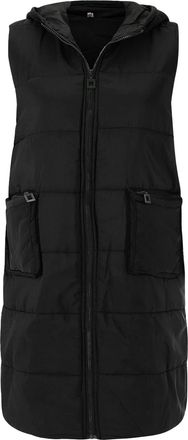 Generic Women Long Line Hooded Puffer Gilet Sleeveless Padded Jacket | Womens Warm Waistcoat Solid Color Warm Womens Down Jacket Vest Soft Comfortable Womens 