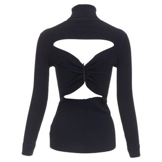 Jil Sander open back bar ruched turtleneck top