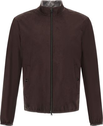 Herno Brown Matte Finish Jacket with High Collar