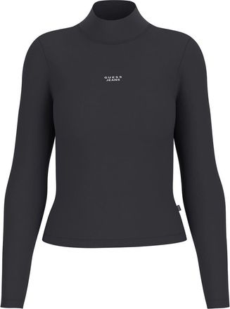 Guess Dames/Dames Tekst Logo Geribde Slanke Coltrui (Jet Zwart)
