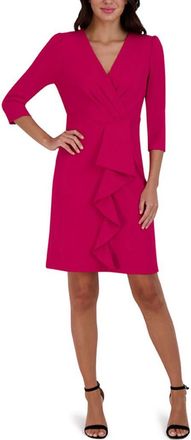 Julia Jordan Cascade Ruffle Crepe Sheath Dress in Dragonfruit at Nordstrom Rack, Size 6