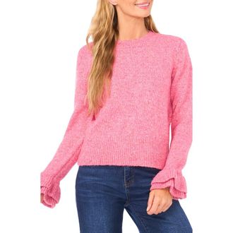 CeCe by Cynthia Steffe Confetti Ruffle Cuff Sweater in Pink/Rainbow at Nordstrom Rack, Size Xx-Large
