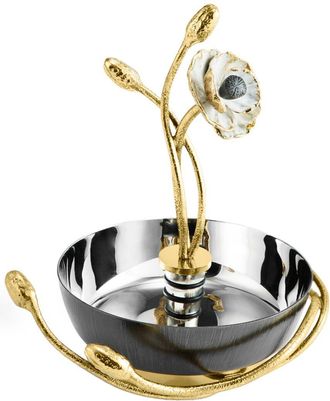 Michael Aram Anemone Wine Coaster & Stopper Set