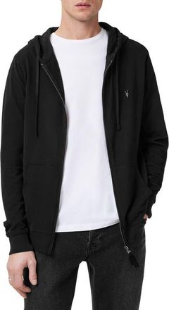 AllSaints Brace Cotton Zip-Up Hoodie in Jet Black at Nordstrom, Size X-Large