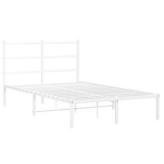 Berkfield Home Metal Bed Frame without Mattress with Headboard White 120x190cm | Size: 120x190 cm