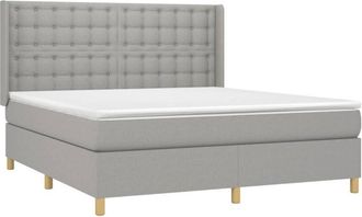 vidaXL Vidaxl - Cama Box Spring Colch&oacute;n Y Luces Led Tela Gris Claro 160x200 Cm