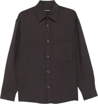 Emporio Armani Camisa de Lana - Shirts - Hombre - Gris - 2XL